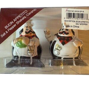 Buon Appetito Chef Ceramic Salt & Pepper Shakers Set 3.25"H By American Atelier